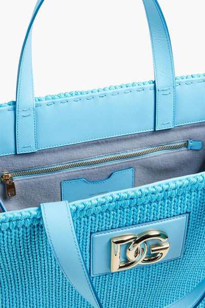 Dolce & Gabbana Turquoise Knit Tote Bag