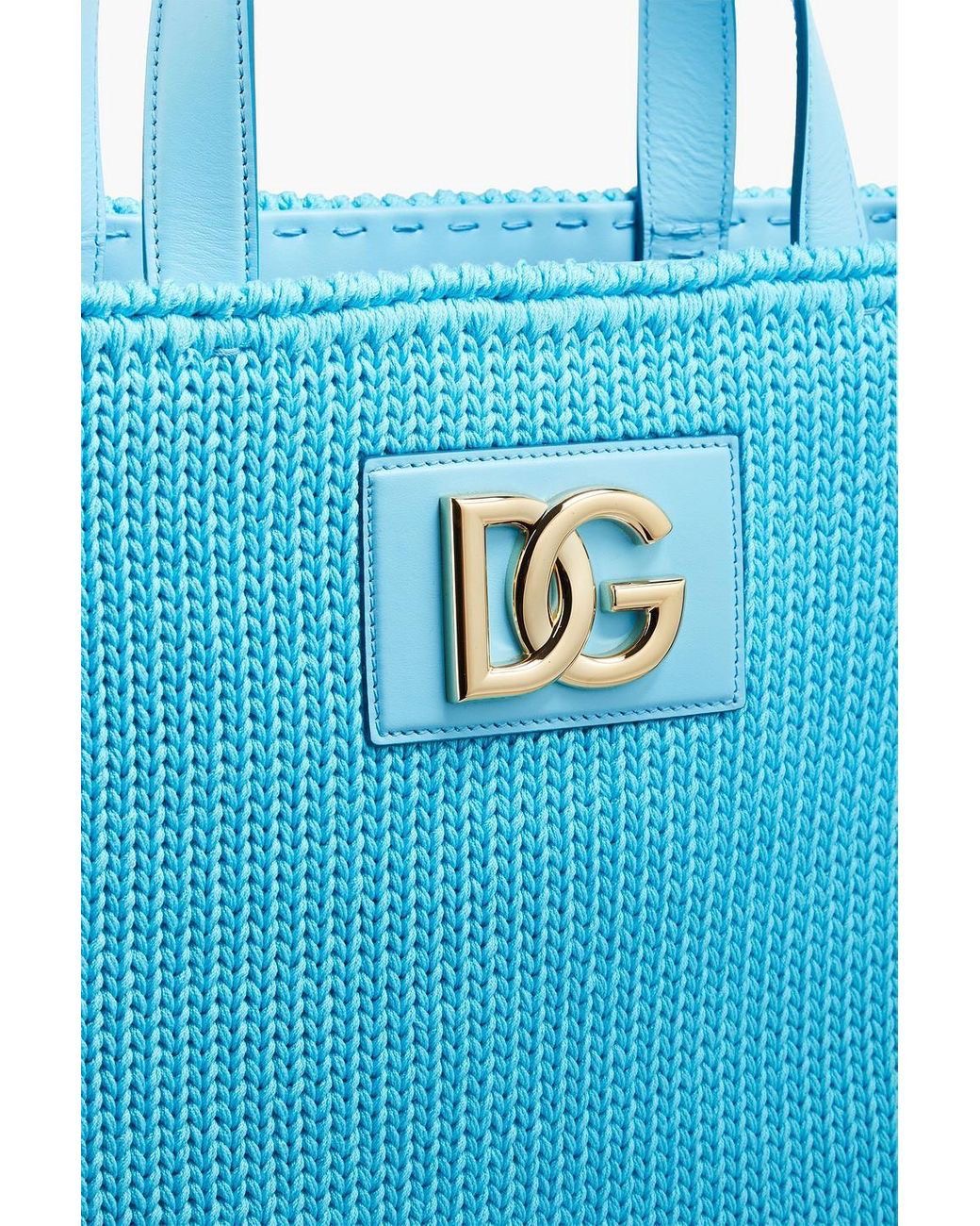 Dolce & Gabbana Turquoise Knit Tote Bag