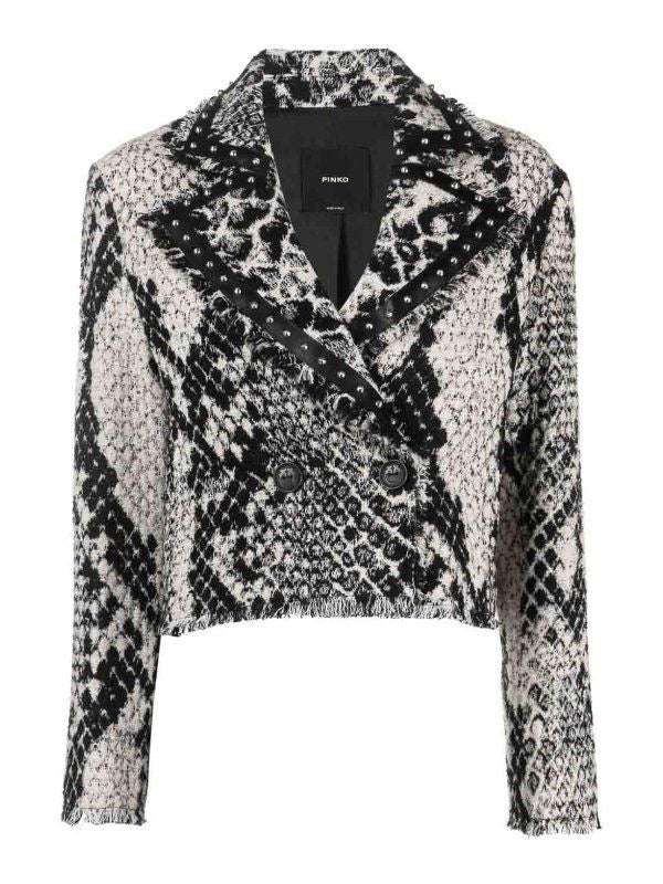 Pinko Snake Print Cropped Blazer