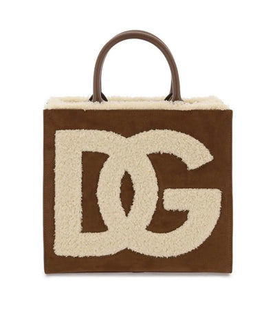 Dolce & Gabbana Brown Sherpa Logo Tote