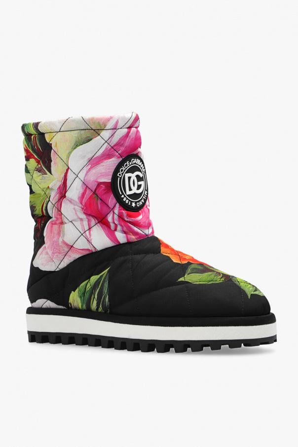 Dolce & Gabbana Floral Print Quilted Snow Boots