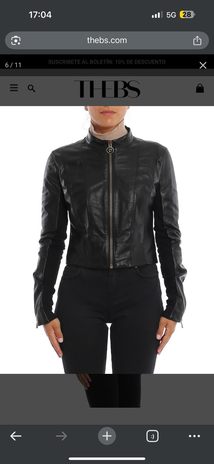 Pinko Black Faux Leather Cropped Jacket