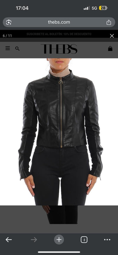 Pinko Black Faux Leather Cropped Jacket