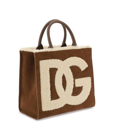 Dolce & Gabbana Brown Sherpa Logo Tote