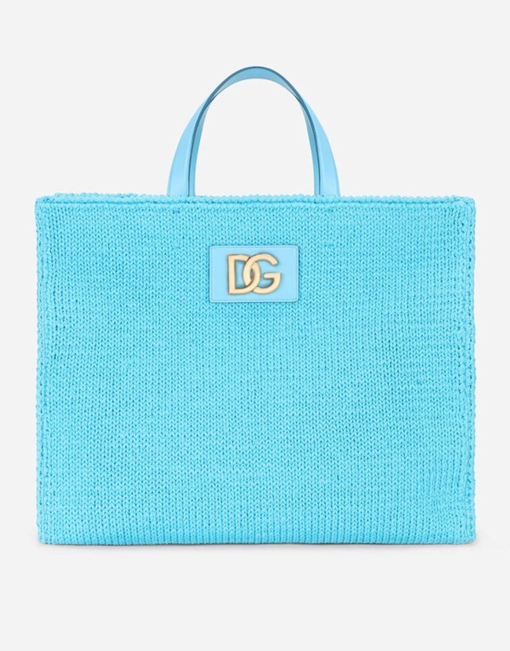 Dolce & Gabbana Turquoise Knit Tote Bag