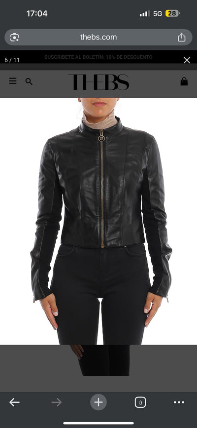 Pinko Black Faux Leather Cropped Jacket