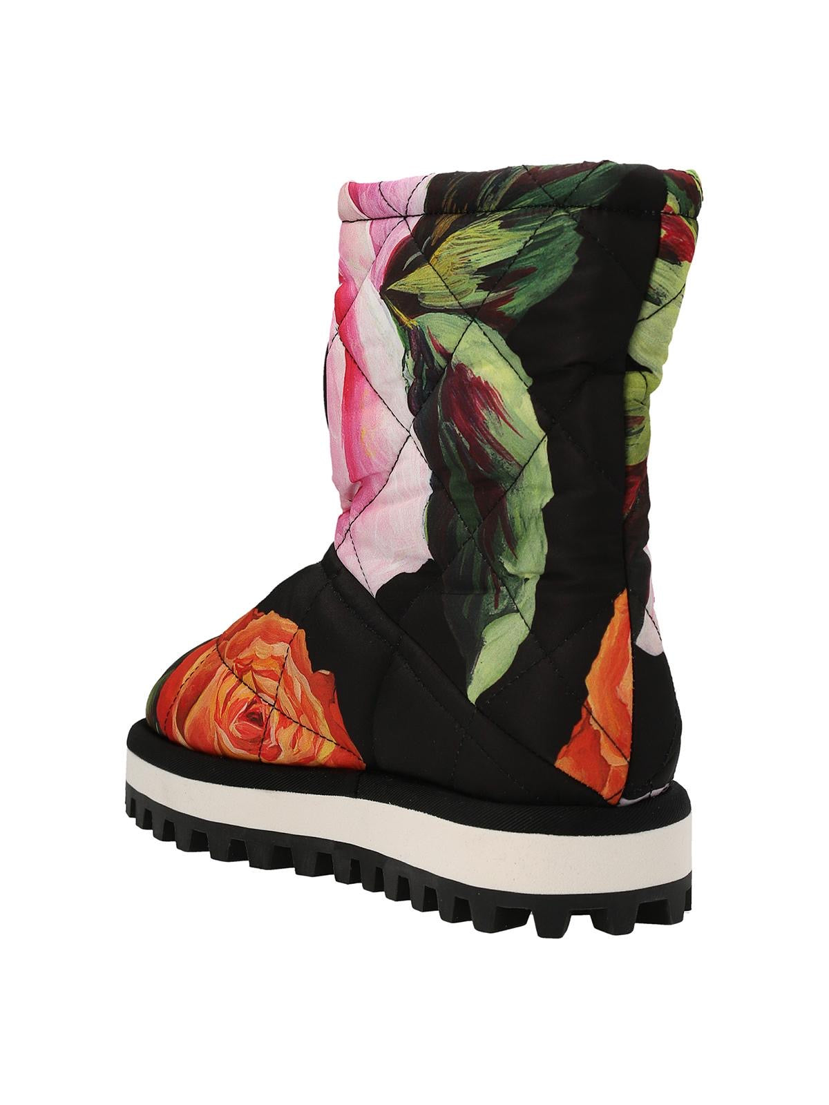 Dolce & Gabbana Floral Print Quilted Snow Boots