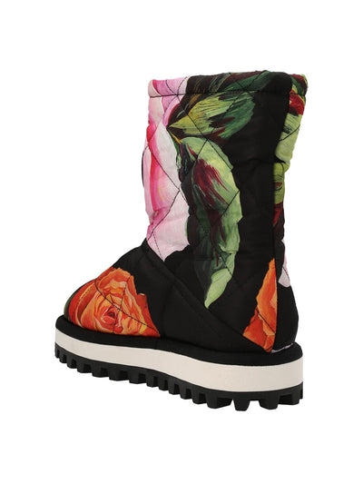 Dolce & Gabbana Floral Print Quilted Snow Boots
