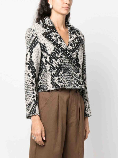 Pinko Snake Print Cropped Blazer