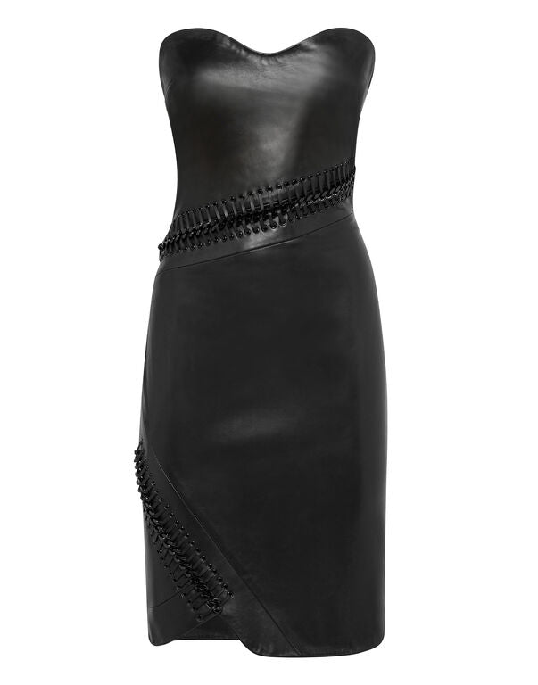 Leather Short Dress Elegant